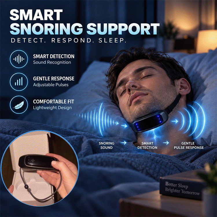Eicgo™ Smart Snore Detection Neckband – 6-Level Gentle Pulse Sleep Support
